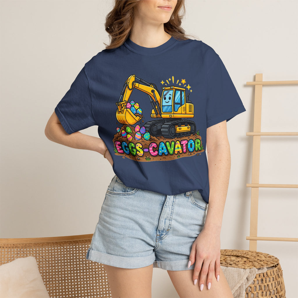 Eggs-Cavator Excavator Shirt, Funny Easter Construction Tee, Digger Easter Egg Shirt, Boys Easter Gift