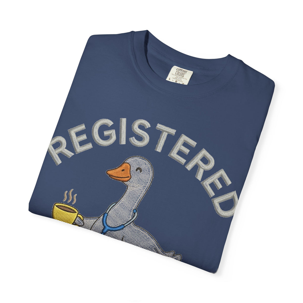 Registered Silly Goose Straight Text Shirt, Embroidered Look Nurse Goose Tee, Funny RN Shirt, Nurse Gift