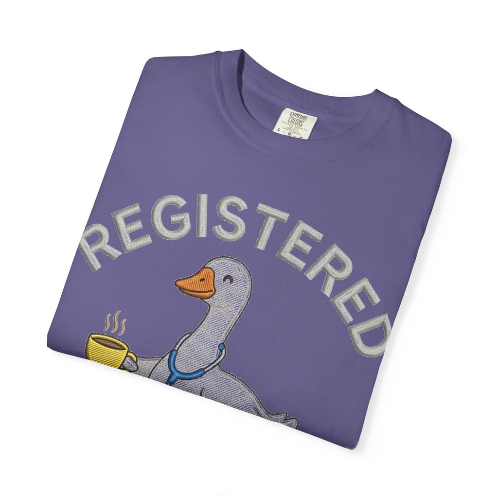 Registered Silly Goose Straight Text Shirt, Embroidered Look Nurse Goose Tee, Funny RN Shirt, Nurse Gift