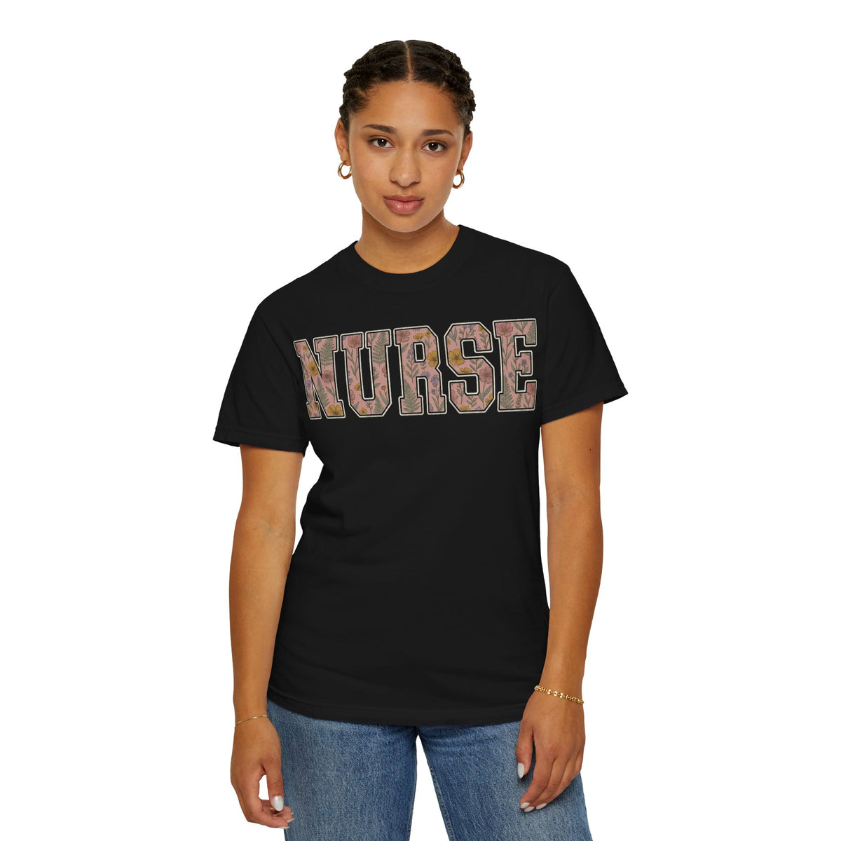 Nurse Floral Varsity Shirt, Wildflower Applique Nurse Tee, Pretty RN Shirt, Nurse Week Gift