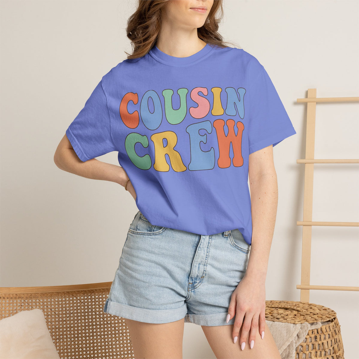 Cousin Crew Shirt, Retro Groovy Bubble Letter Tee, Matching Family Reunion Shirt, Cousin Gift