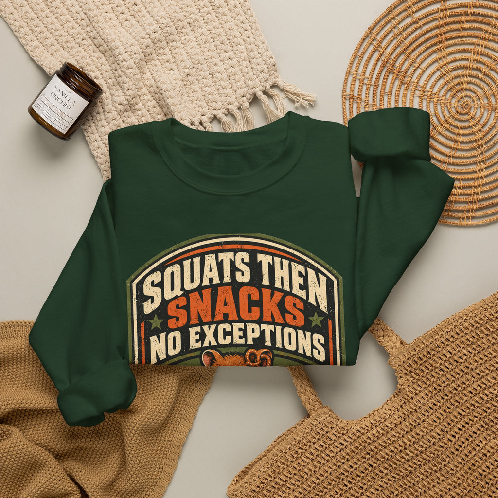 Funny Gym Sweatshirt Squats Then Snacks No Exceptions Sweatshirt, Leg Day Gift