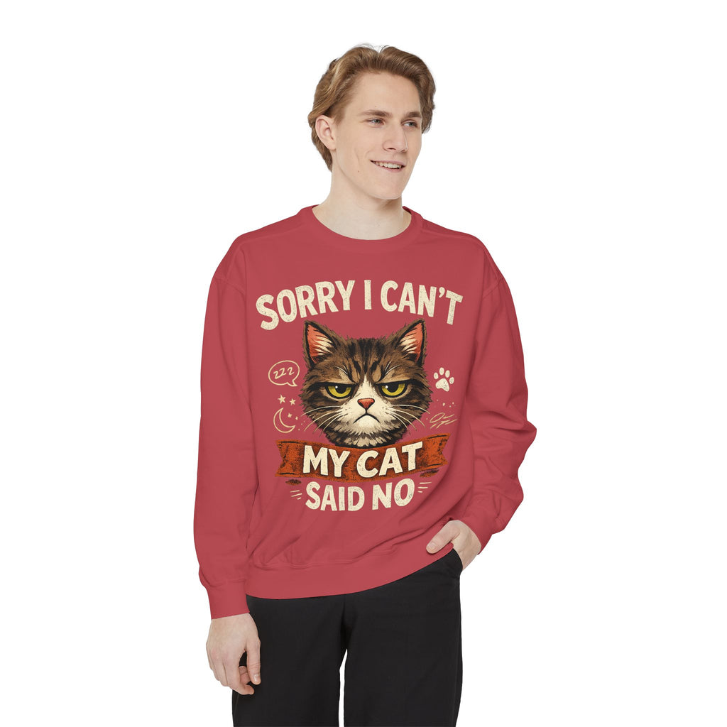 Sorry I Can't My Cat Said No Sweatshirt — Funny Cat Lover Pullover
