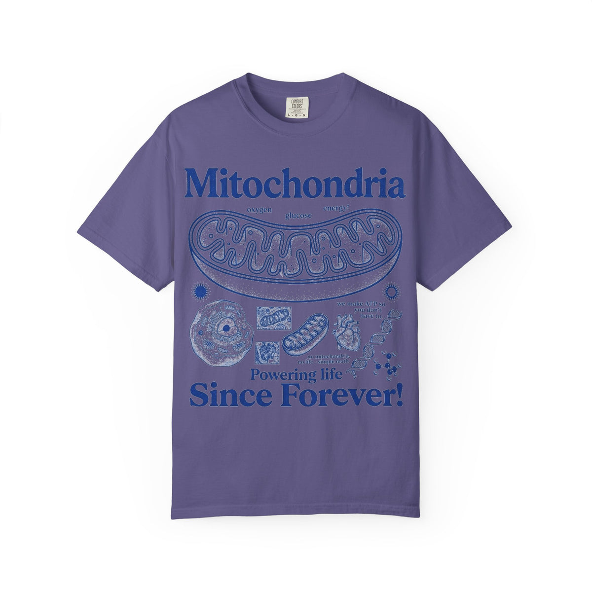 Mitochondria Powering Life Since Forever Tall Shirt, Retro Biology Poster Tee, Science Teacher Shirt, Nerd Gift