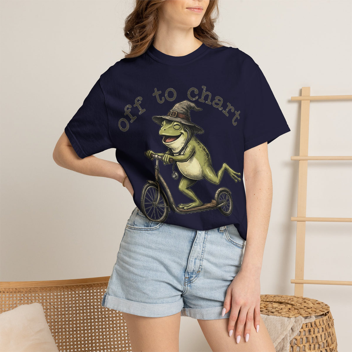 Off To Chart Grinning Frog Shirt, Nurse Frog Scooter Tee, Funny Charting Shirt, RN Gift