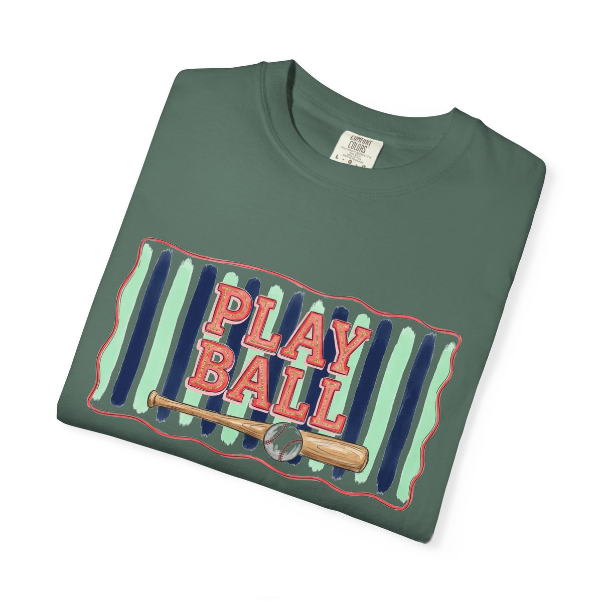 Play Ball Shirt, Painted Stripe Baseball Tee, Vintage Baseball Mom Shirt, Game Day Gift