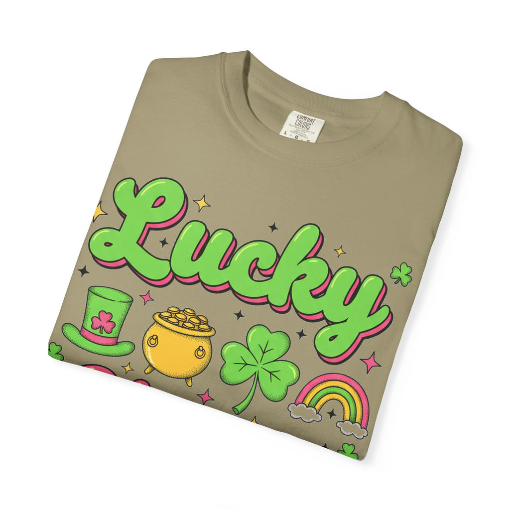 Lucky Charm Pink Shirt, Groovy St Patricks Day Tee, Rainbow Clover Shirt, Irish Gift