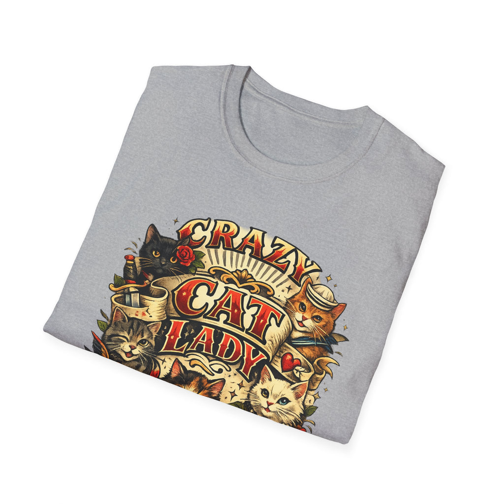 Crazy Cat Lady T-Shirt — Vintage Floral Cat Crew Tee