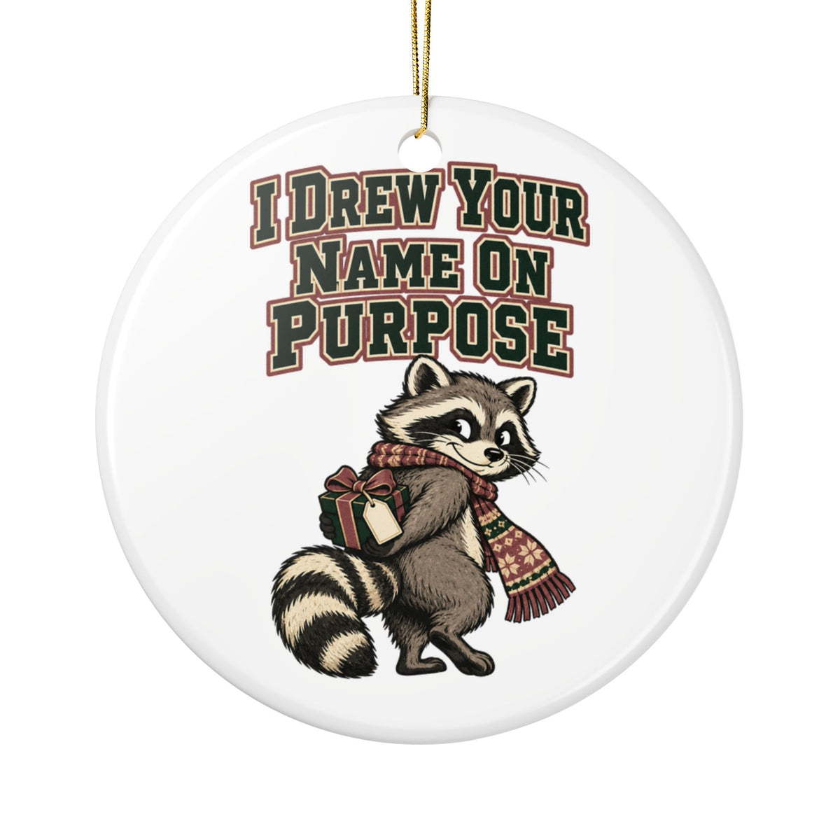 I Drew Your Name On Purpose Ornament, Funny Coworker Christmas Gift, Secret Santa Stocking Stuffer, Ceramic Christmas Ornament 2026