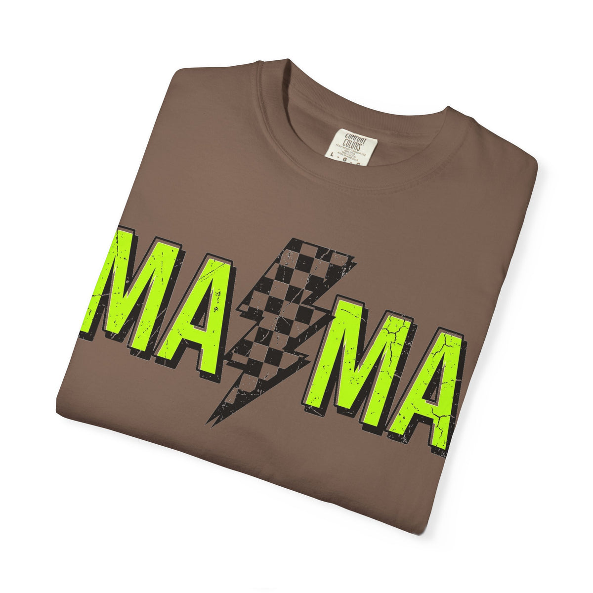Mama Lightning Bolt Shirt, Neon Green Checkered Bolt Tee, Edgy Mom Shirt, Mama Gift