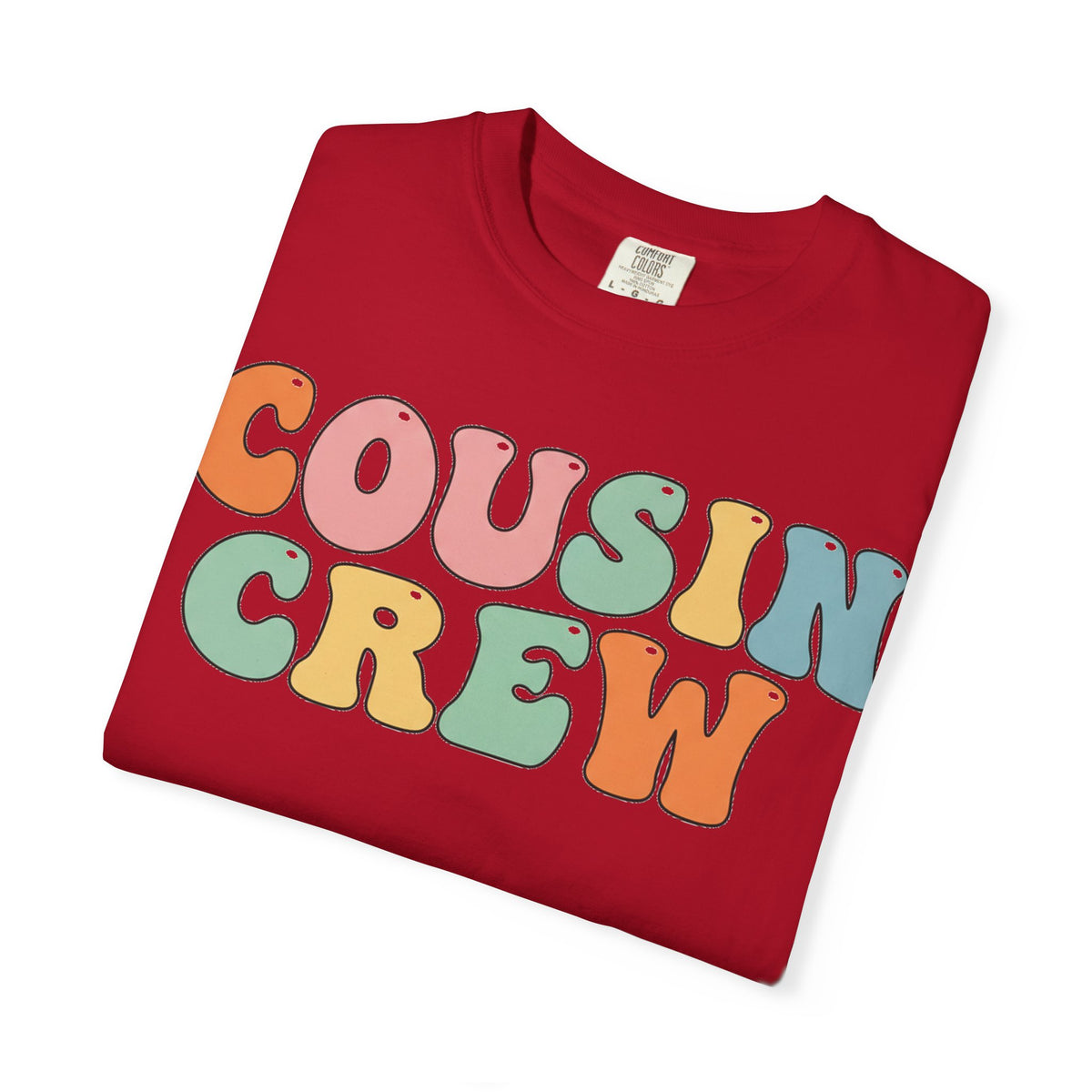 Cousin Crew Stacked Shirt, Groovy Retro Pastel Tee, Matching Cousins Reunion Shirt, Family Gift