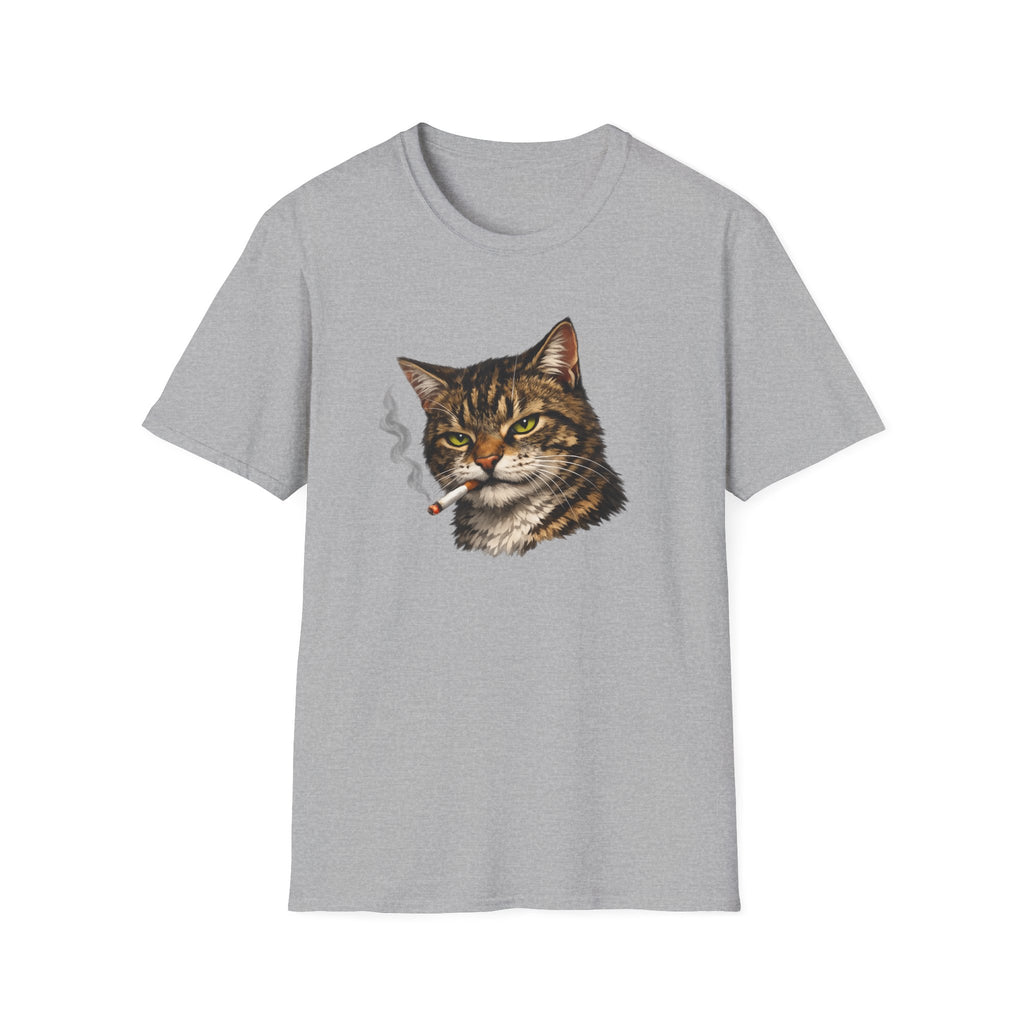 Smoking Cat T-Shirt — Retro Tabby Graphic Tee for Cat Lovers
