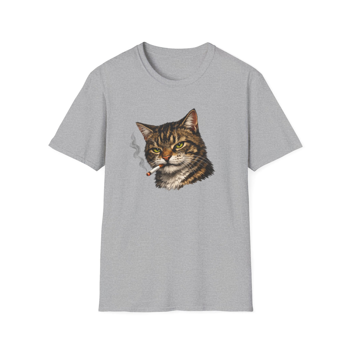 Smoking Cat T-Shirt — Retro Tabby Graphic Tee for Cat Lovers