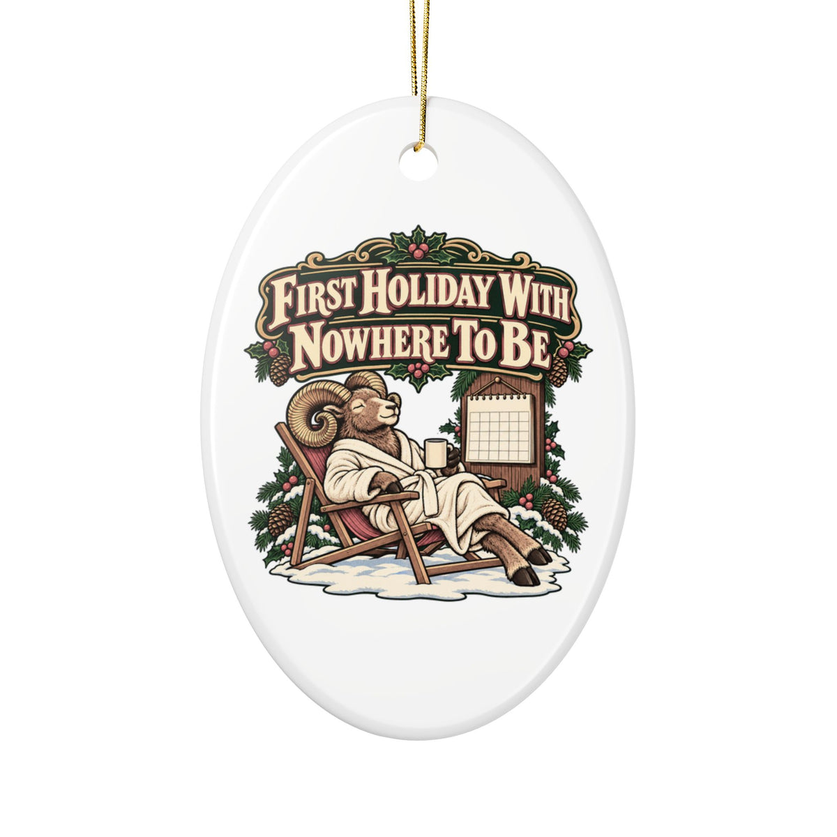 First Holiday With Nowhere To Be Ornament, Funny Retiree Christmas Gift, Secret Santa Stocking Stuffer, Ceramic Christmas Ornament 2026