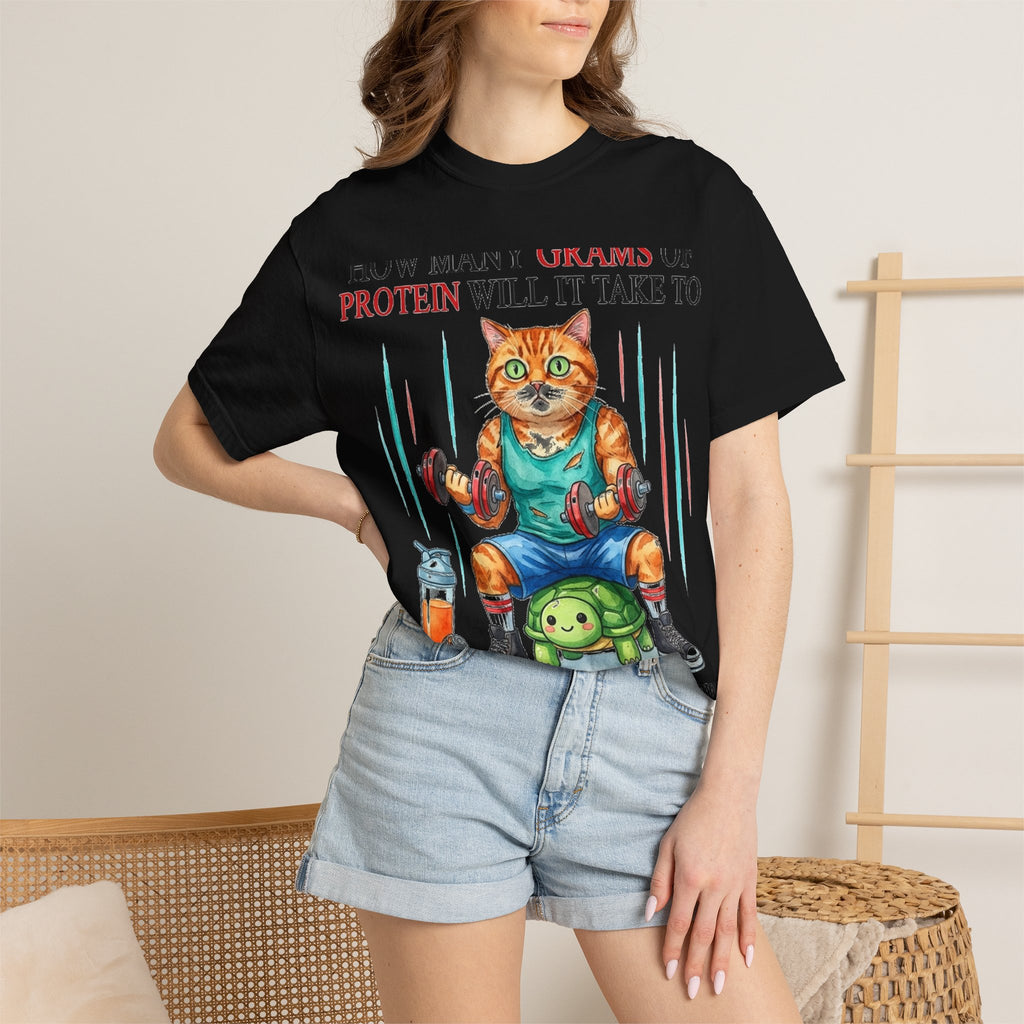 How Many Grams Of Protein Will It Take To Restore The Light In My Eyes Shirt, Funny Gym Cat Tee, Burnout Humor Shirt, Lifter Gift