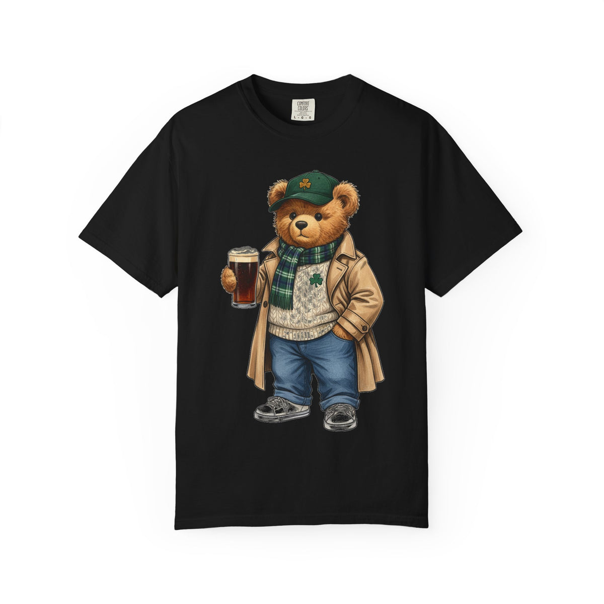 Irish Teddy Bear Trench Coat Shirt, Flat Cap Bear Stout Pint Tee, St Patricks Day Shirt, Irish Gift