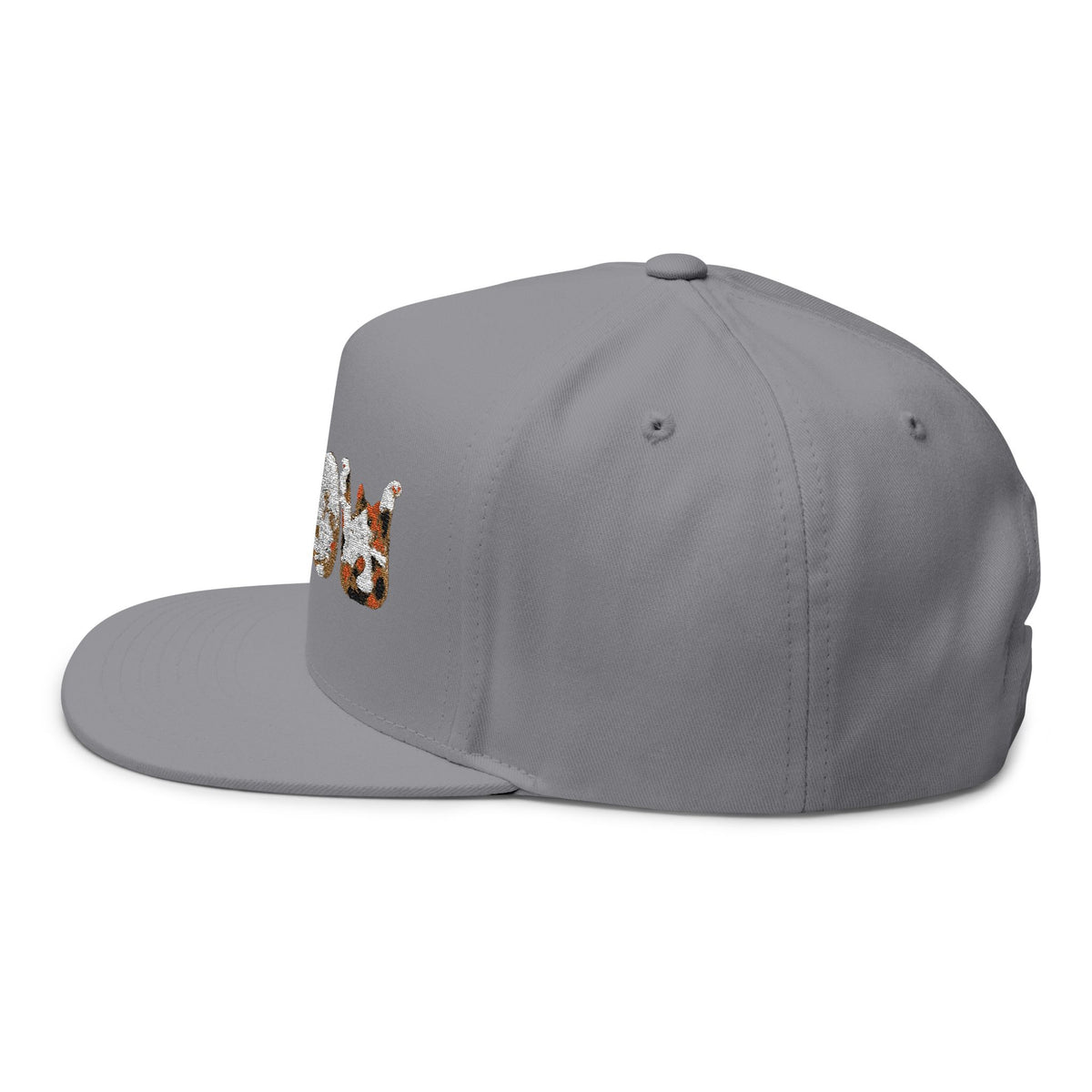 Cat Crew Embroidered Flat Bill Cap — 'MEOW' Animal Patch Snapback