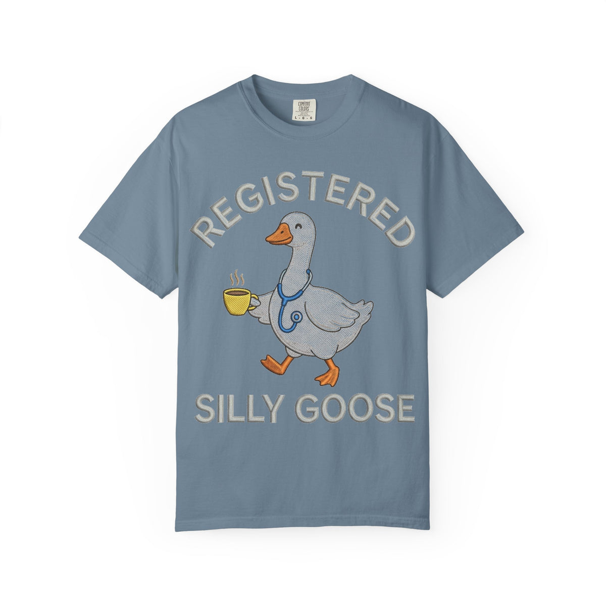 Registered Silly Goose Straight Text Shirt, Embroidered Look Nurse Goose Tee, Funny RN Shirt, Nurse Gift