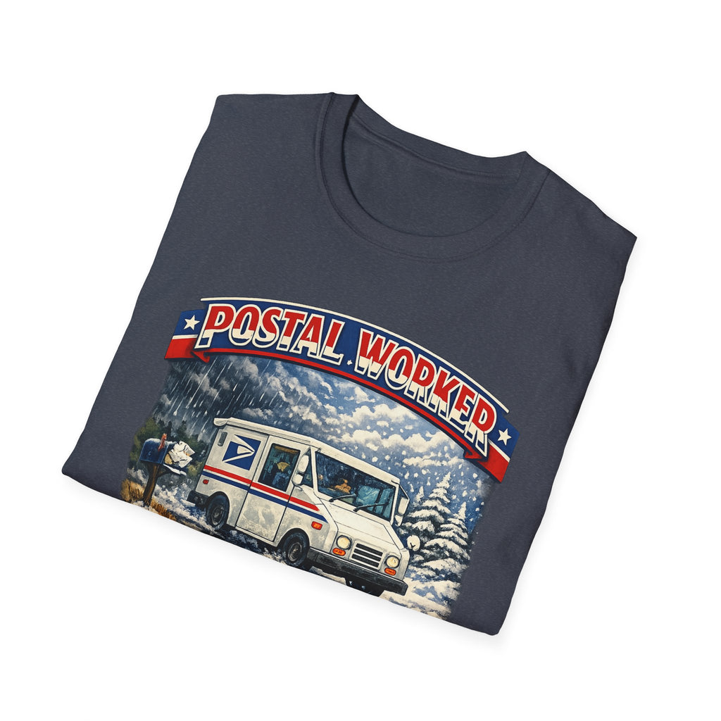 Postal Worker T-Shirt — "Neither Rain Nor Snow" Mail Carrier Vintage Winter Design