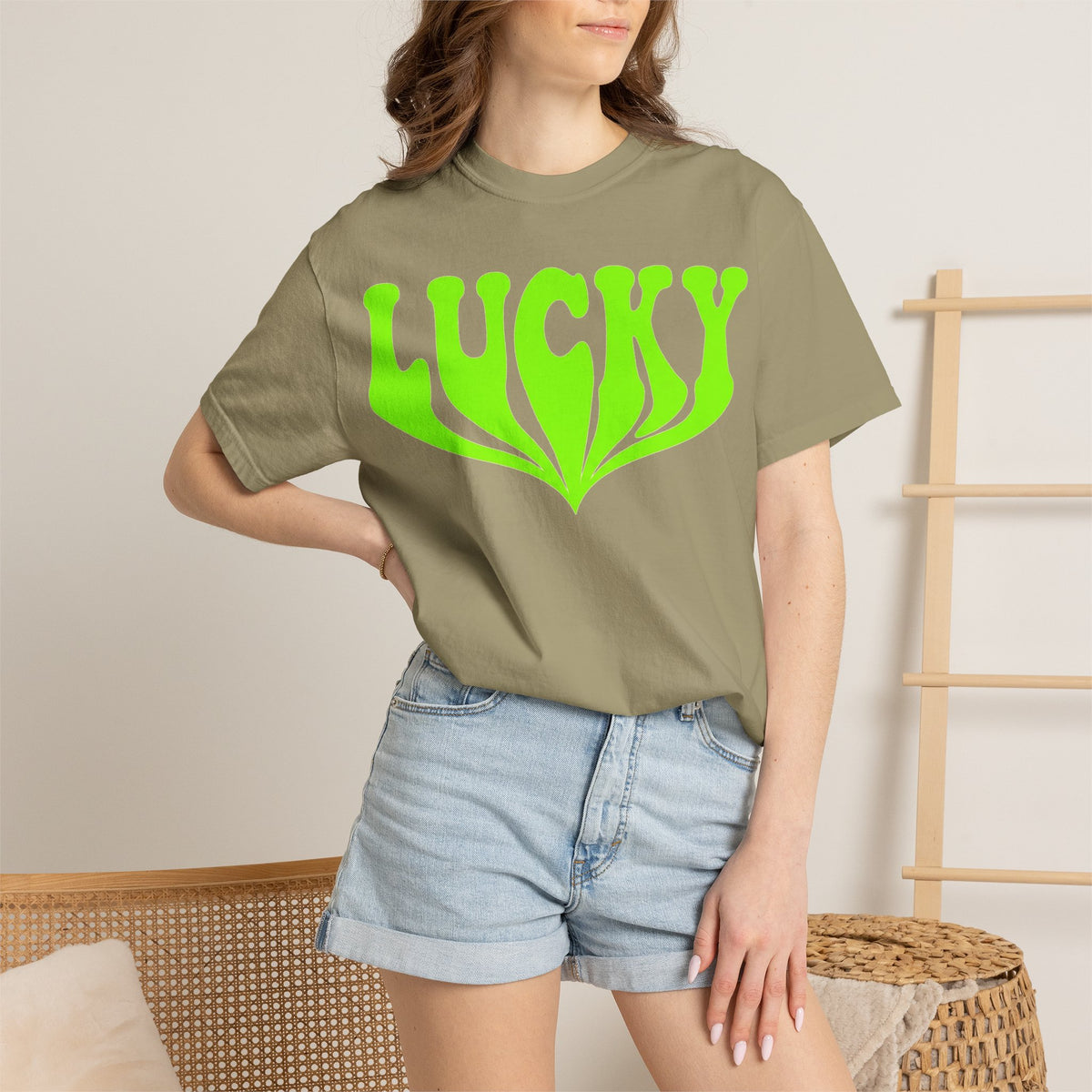 Lucky Drippy Type Shirt, Neon Green Psychedelic Tee, Retro St Patricks Day Shirt, Rave Gift