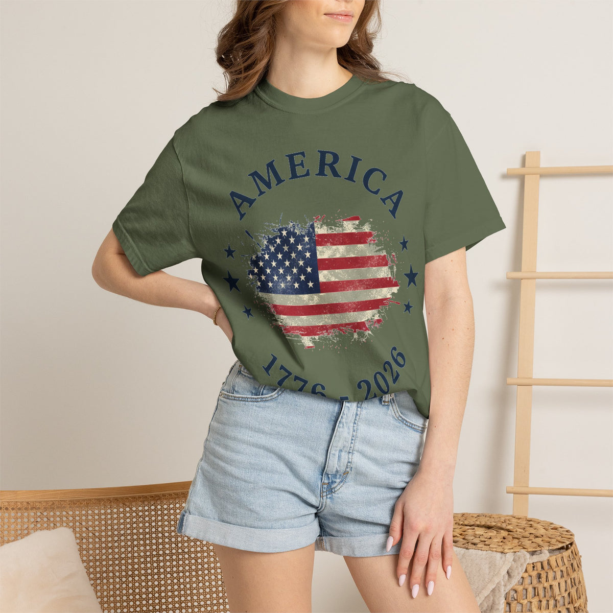 America 1776 2026 Arched Shirt, Vintage Flag Splash Tee, Patriotic Americana Shirt, Independence Day Gift