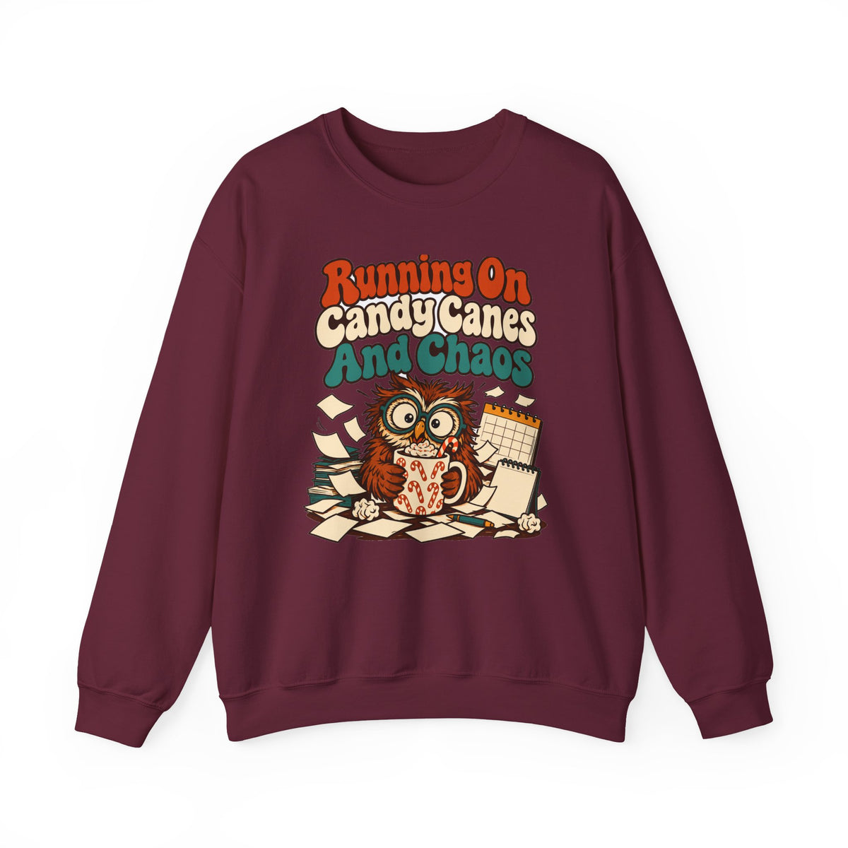 Funny Teacher Christmas Sweatshirt Running On Candy Canes And Chaos Shirt, Funny Teacher Gift, Christmas Gift, Funny Tee