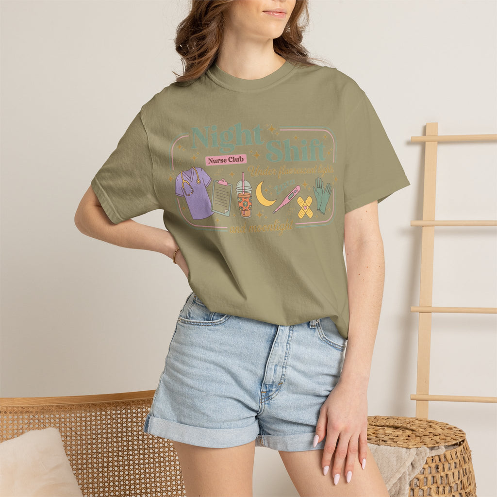 Night Shift Nurse Club Shirt, Under Fluorescent Lights And Moonlight Tee, Cute Night Nurse Shirt, RN Gift
