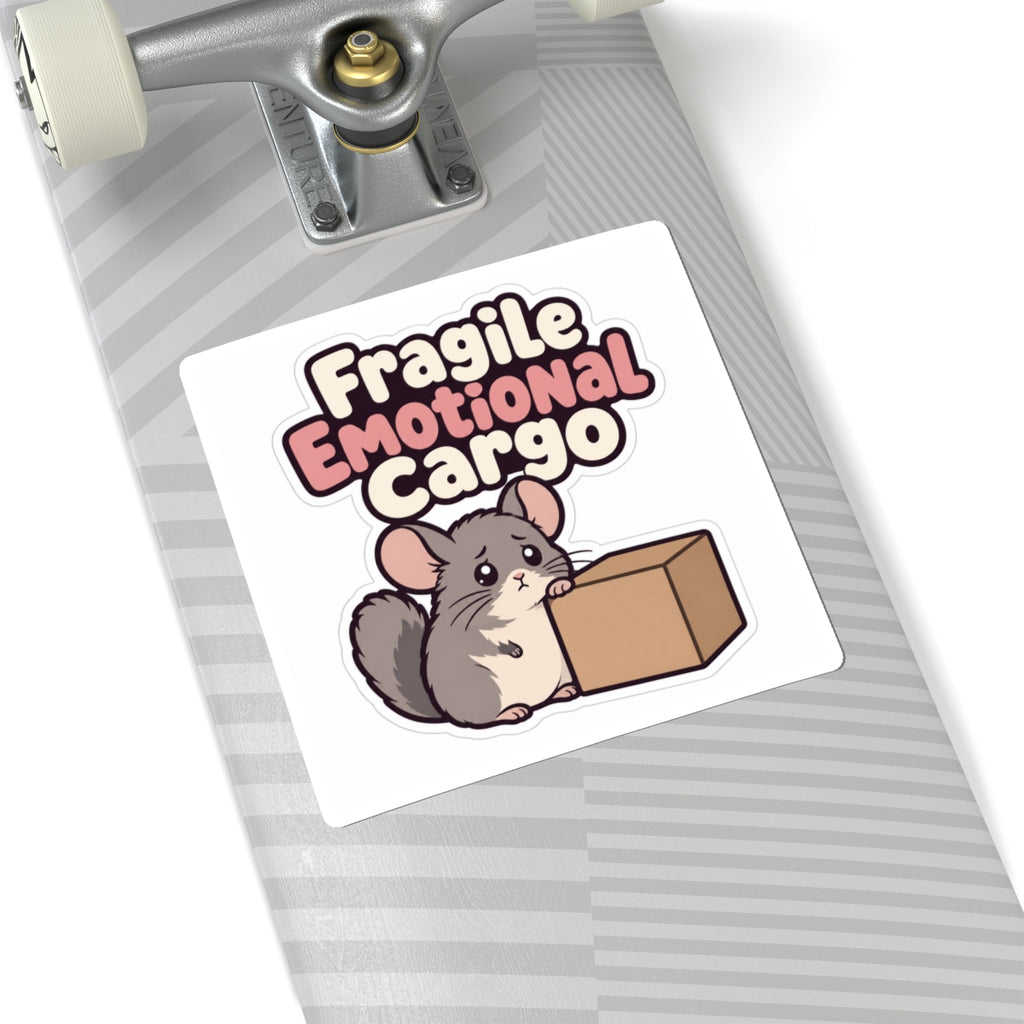 Fragile Emotional Cargo Sticker, Funny Laptop Decal, Cute Chinchilla Vinyl Sticker