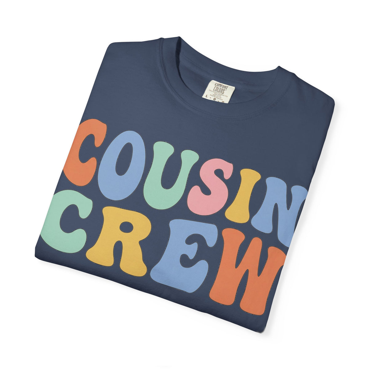 Cousin Crew Wide Groovy Shirt, Pastel Retro Letter Tee, Family Reunion Matching Shirt, Cousin Gift