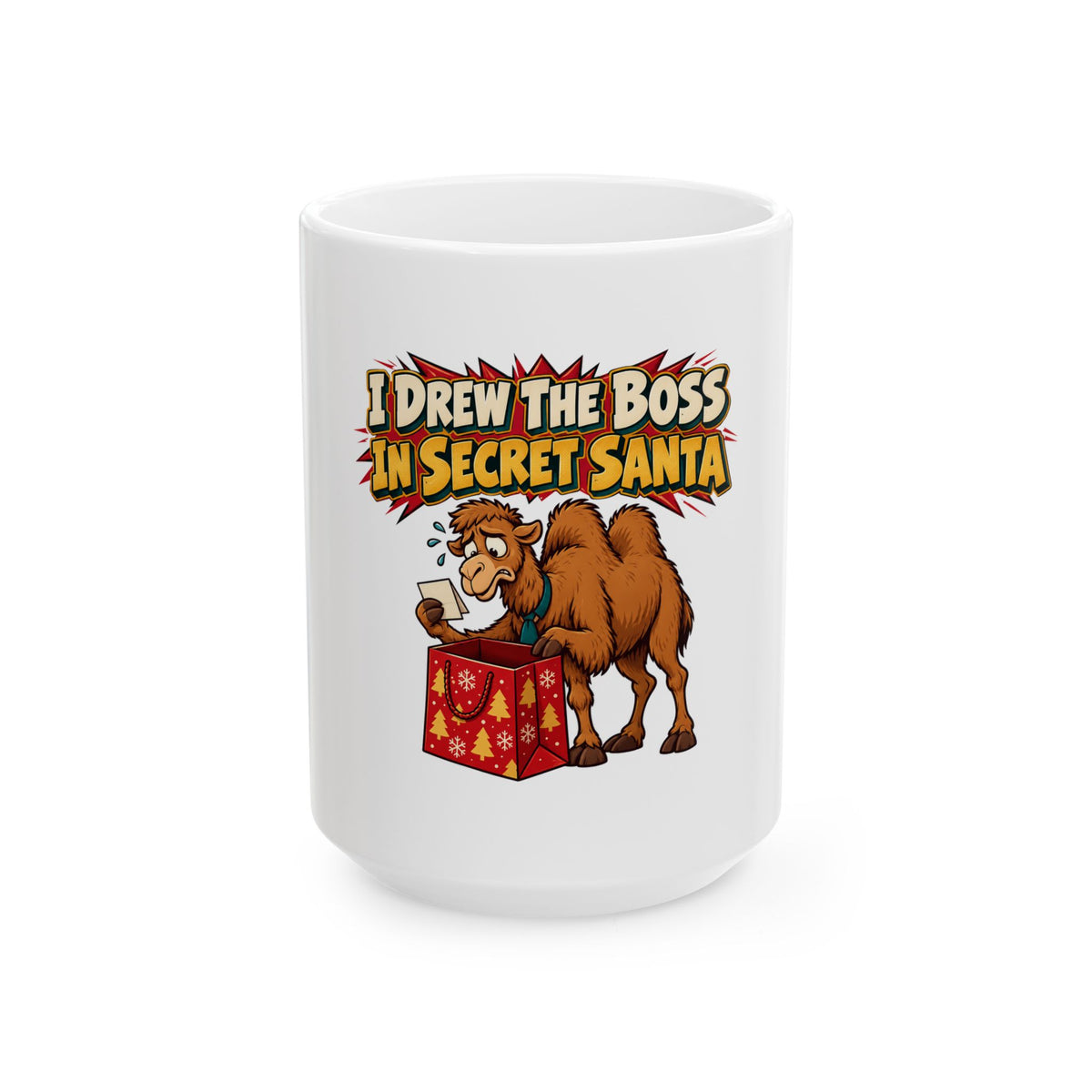 I Drew The Boss In Secret Santa Mug, Funny Coworker Christmas Gift, Secret Santa Stocking Stuffer, 11oz 15oz Coffee Mug