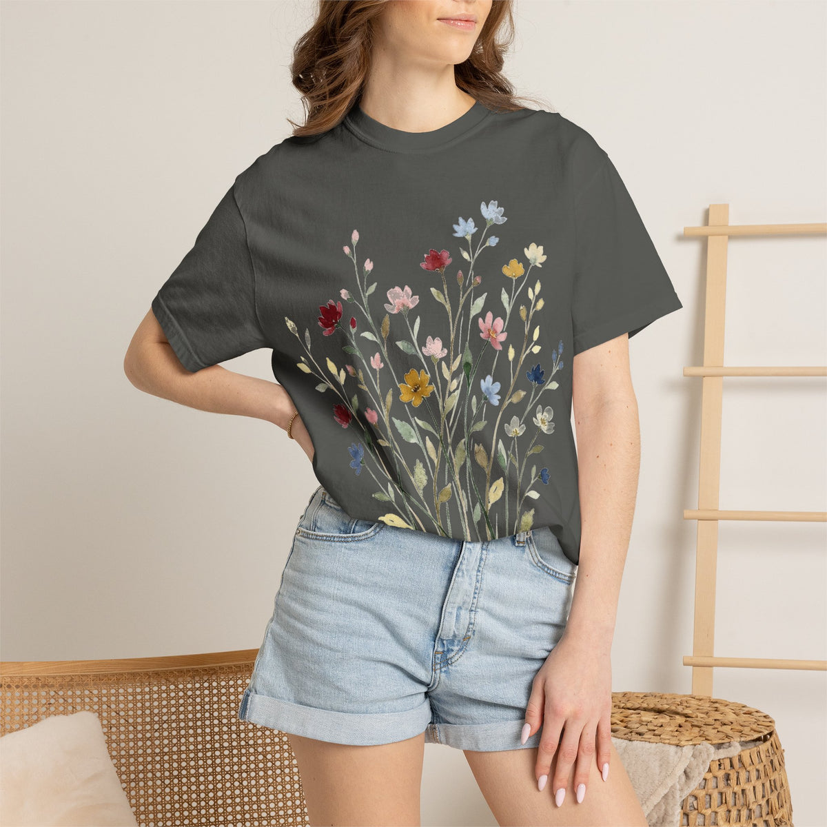 Watercolor Wildflower Spray Shirt, Painted Meadow Bouquet Tee, Cottagecore Floral Shirt, Garden Gift