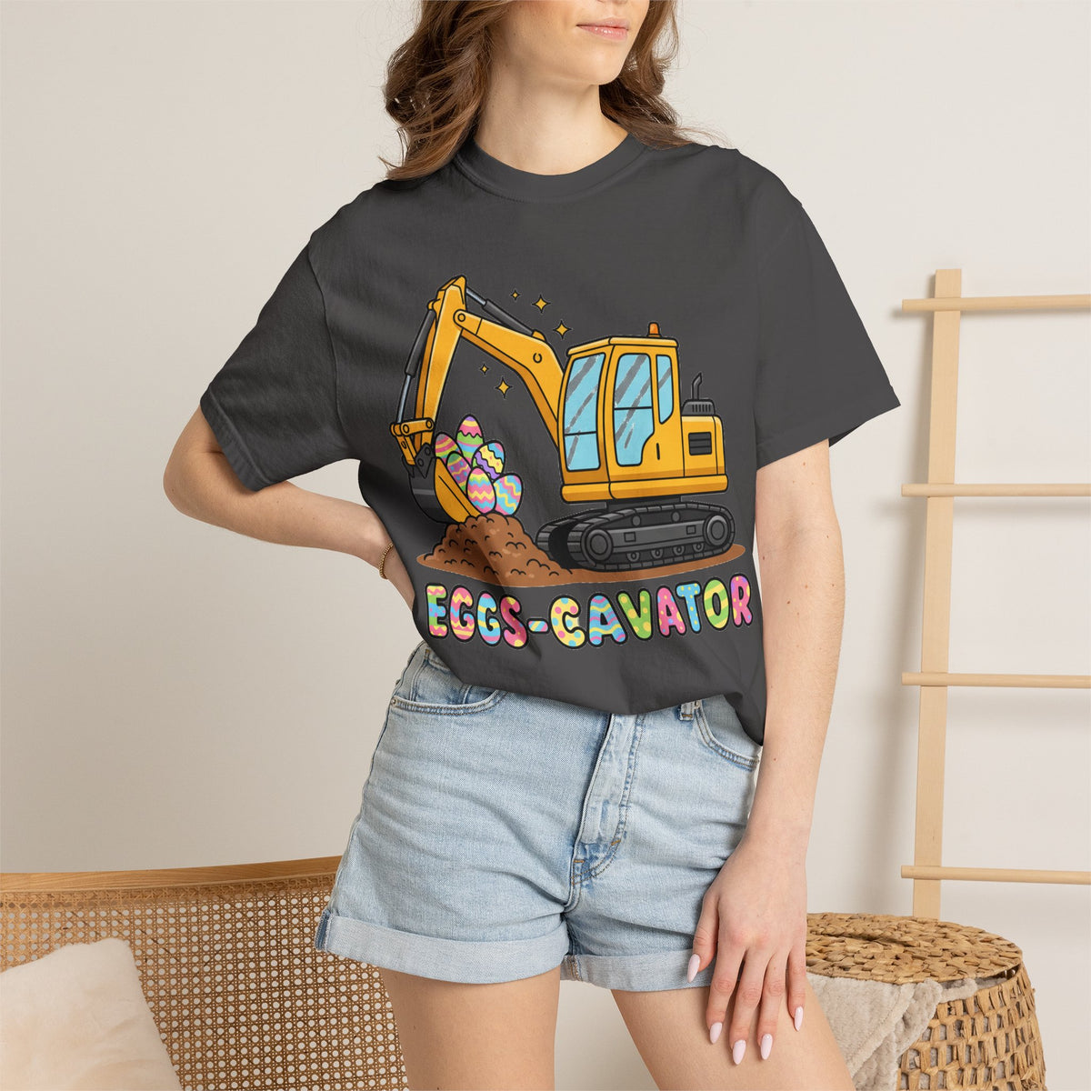Eggs-Cavator Big Digger Shirt, Easter Excavator Tee, Construction Easter Shirt, Kids Easter Gift