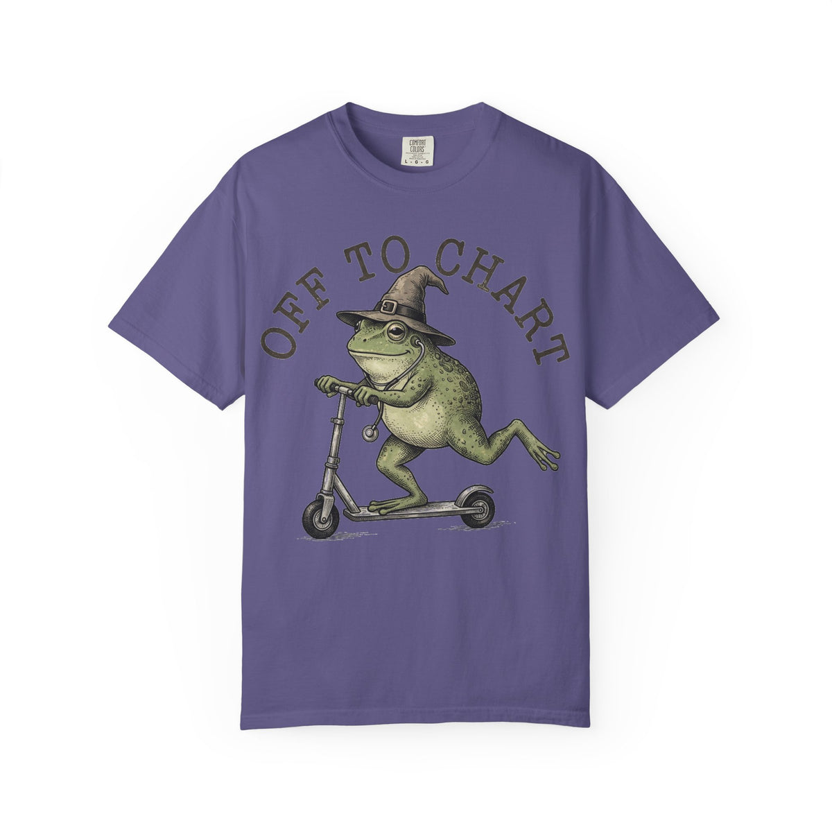 Off To Chart Bold Shirt, Engraved Frog Nurse Scooter Tee, Funny Night Shift Shirt, Nurse Gift