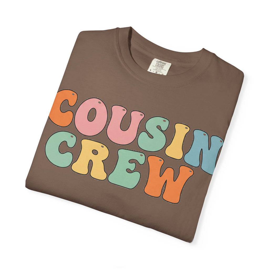 Cousin Crew Stacked Shirt, Groovy Retro Pastel Tee, Matching Cousins Reunion Shirt, Family Gift