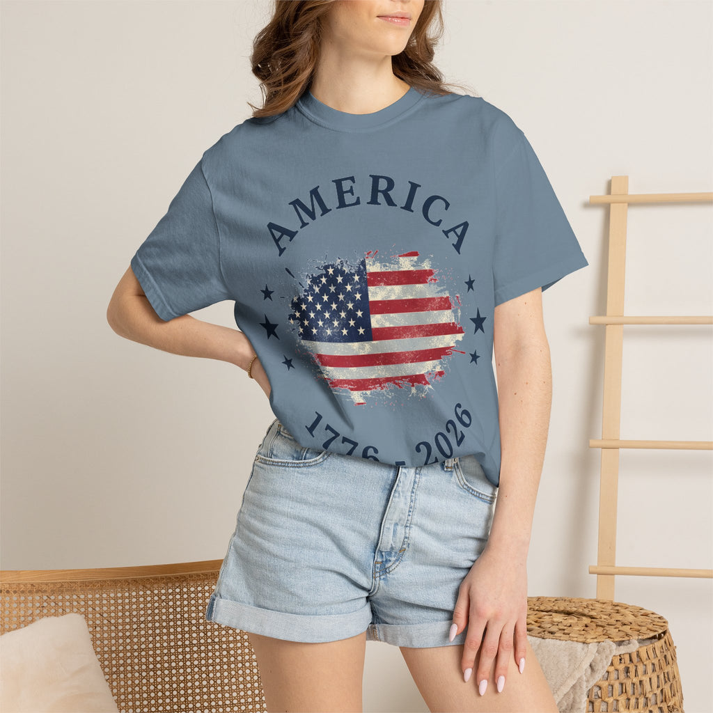 America 1776 2026 Arched Shirt, Vintage Flag Splash Tee, Patriotic Americana Shirt, Independence Day Gift