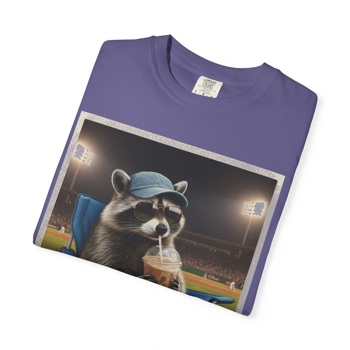Baseball Raccoon Shirt, I Live Here Now Tee, Funny Ballpark Iced Coffee Shirt, Baseball Mom Gift