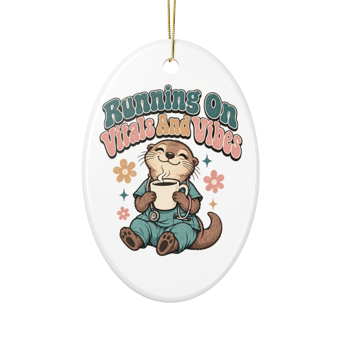 Running On Vitals And Vibes Ornament, Funny Nurse Gift for Her Him, Nurse Christmas Gift, Christmas Ornament 2026