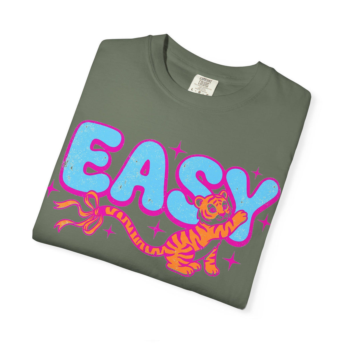 Easy Tiger Bow Shirt, Y2K Cub Bubble Type Tee, Retro Pink Blue Tiger Shirt, Trendy Gift