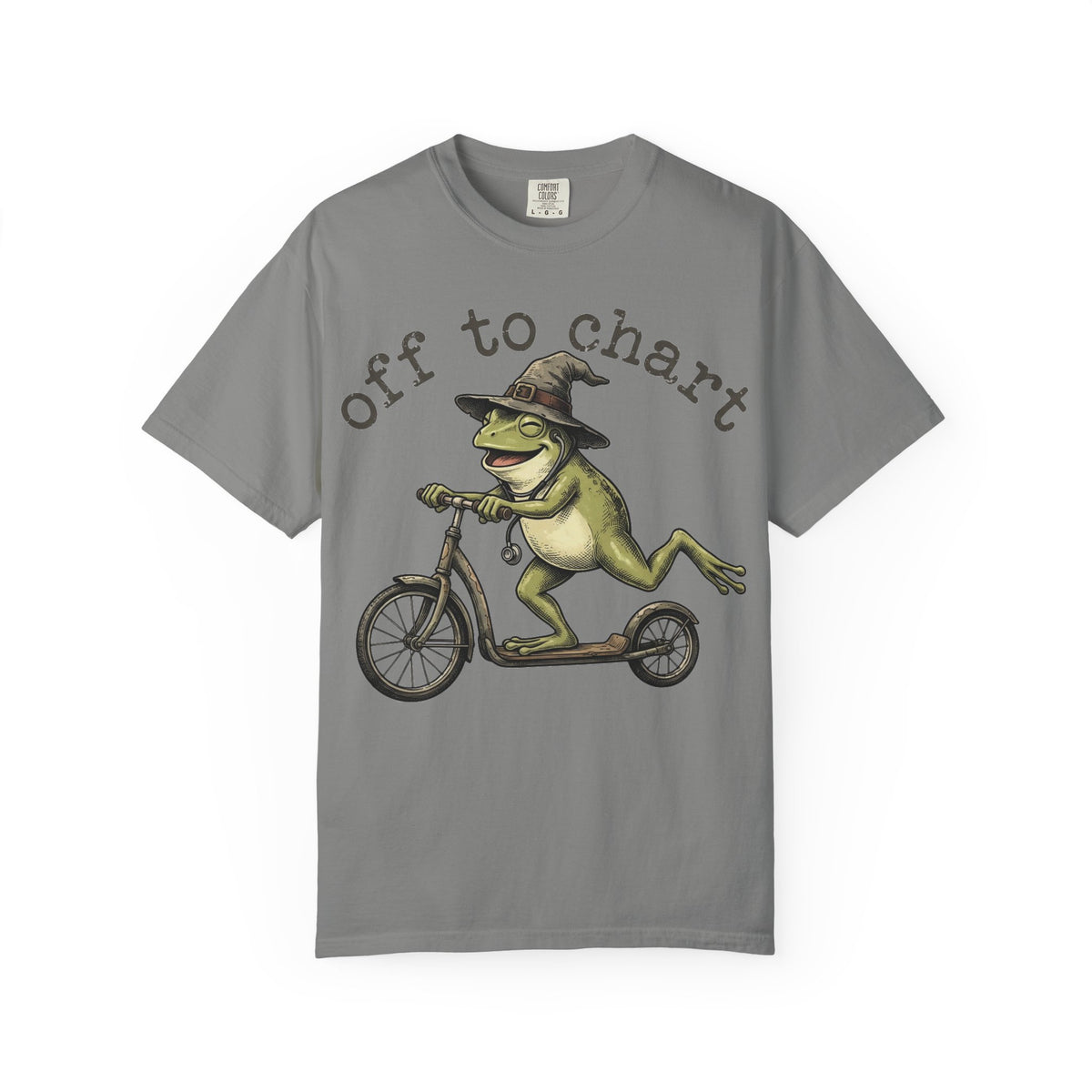 Off To Chart Grinning Frog Shirt, Nurse Frog Scooter Tee, Funny Charting Shirt, RN Gift