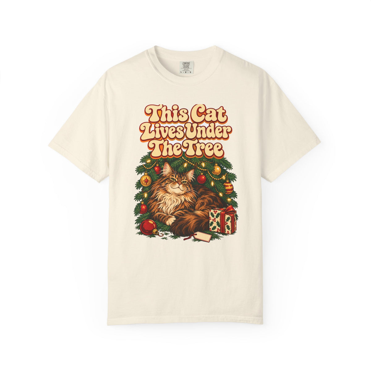 Funny Christmas Cat Shirt This Cat Lives Under The Tree Shirt, Funny Holiday Gift Shirt, Christmas Gift Idea