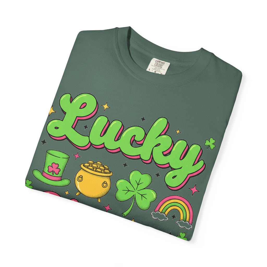 Lucky Charm Pink Shirt, Groovy St Patricks Day Tee, Rainbow Clover Shirt, Irish Gift