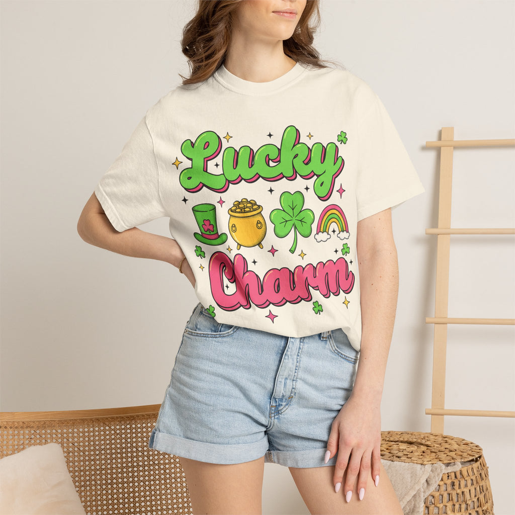 Lucky Charm Pink Shirt, Groovy St Patricks Day Tee, Rainbow Clover Shirt, Irish Gift