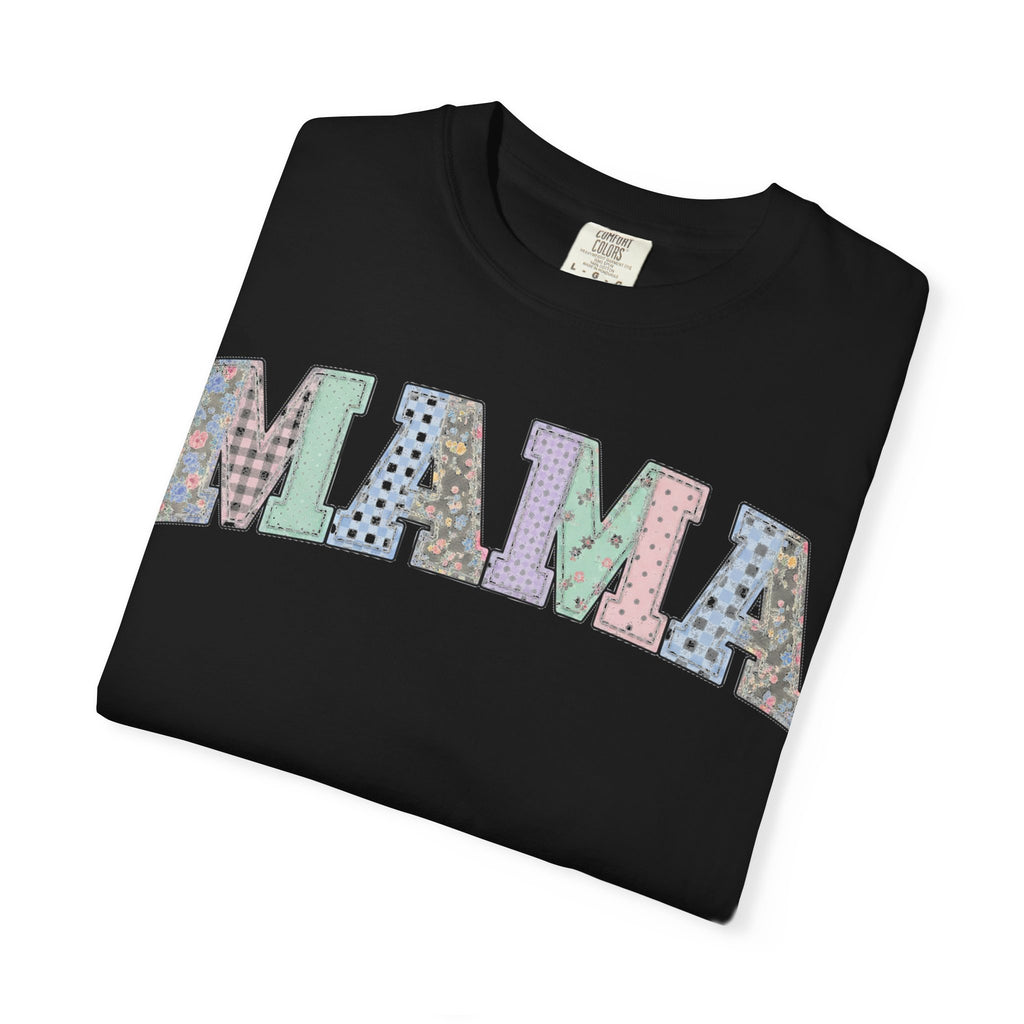 Mama Soft Patchwork Shirt, Small Pastel Applique Tee, Shabby Chic Mama Shirt, Mom Gift