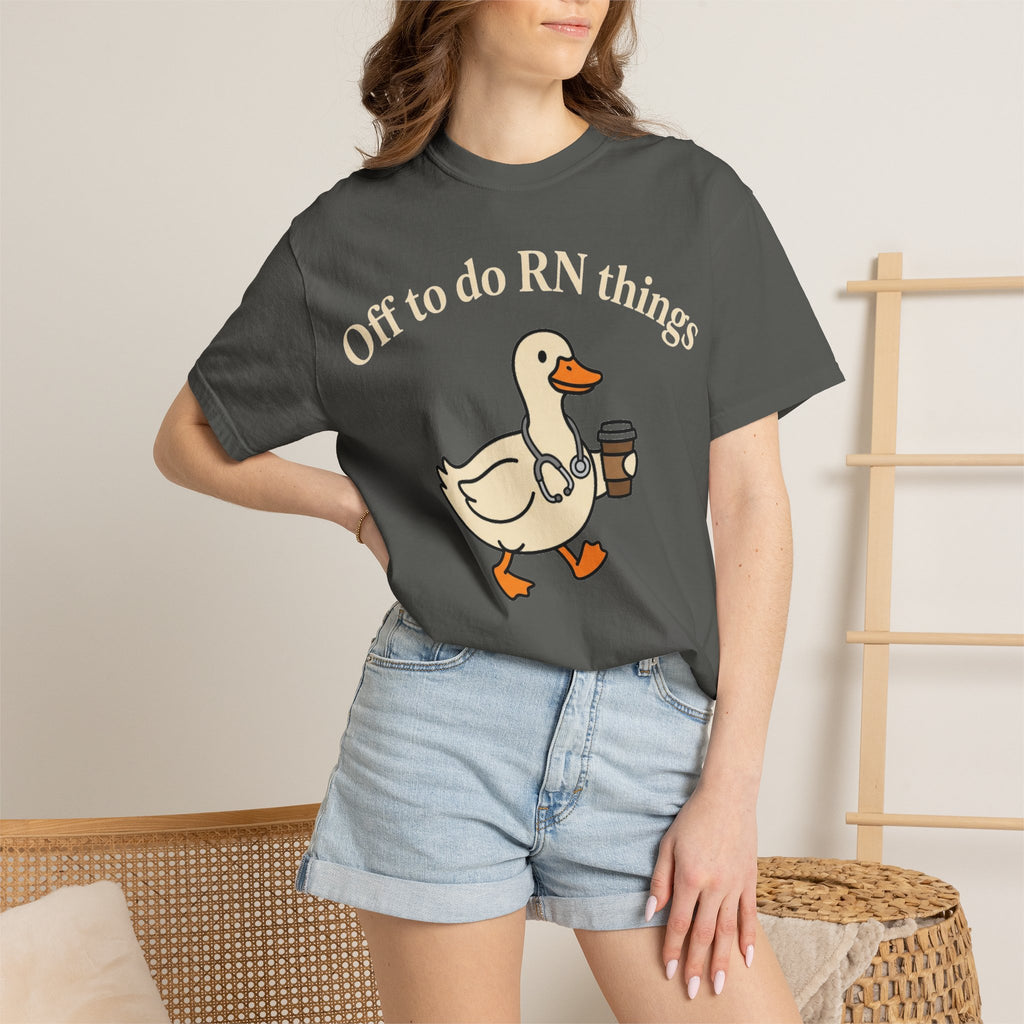 Off To Do RN Things Shirt, Funny Nurse Duck Coffee Tee, Stethoscope Duck Shirt, Nurse Gift