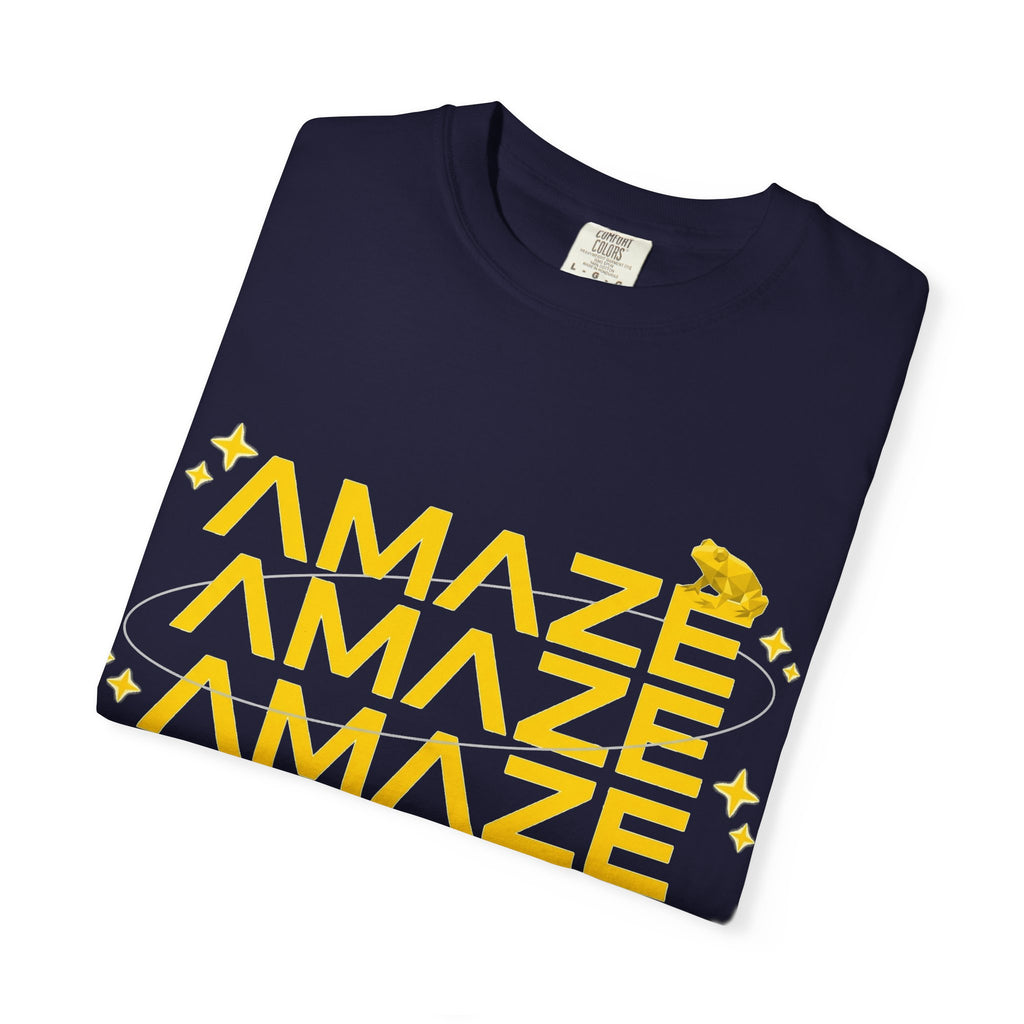 Amaze Amaze Amaze Shirt, Retro Stacked Type Tee, Tiny Frog Graphic Shirt, Funny Minimal Gift