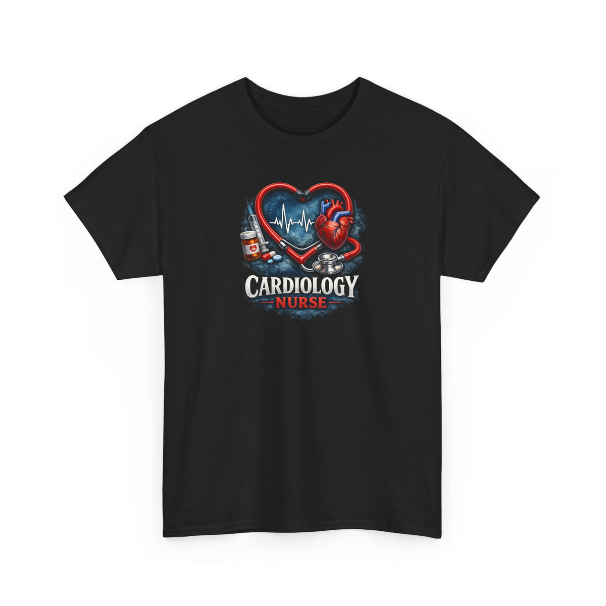 Cardiology Nurse T-Shirt — Heartbeat Stethoscope Design