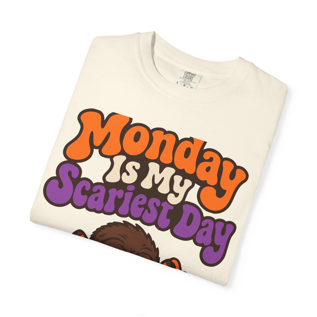 Monday Is My Scariest Day Halloween Shirt, Funny Spider Coffee Tee, Retro Spooky Humor