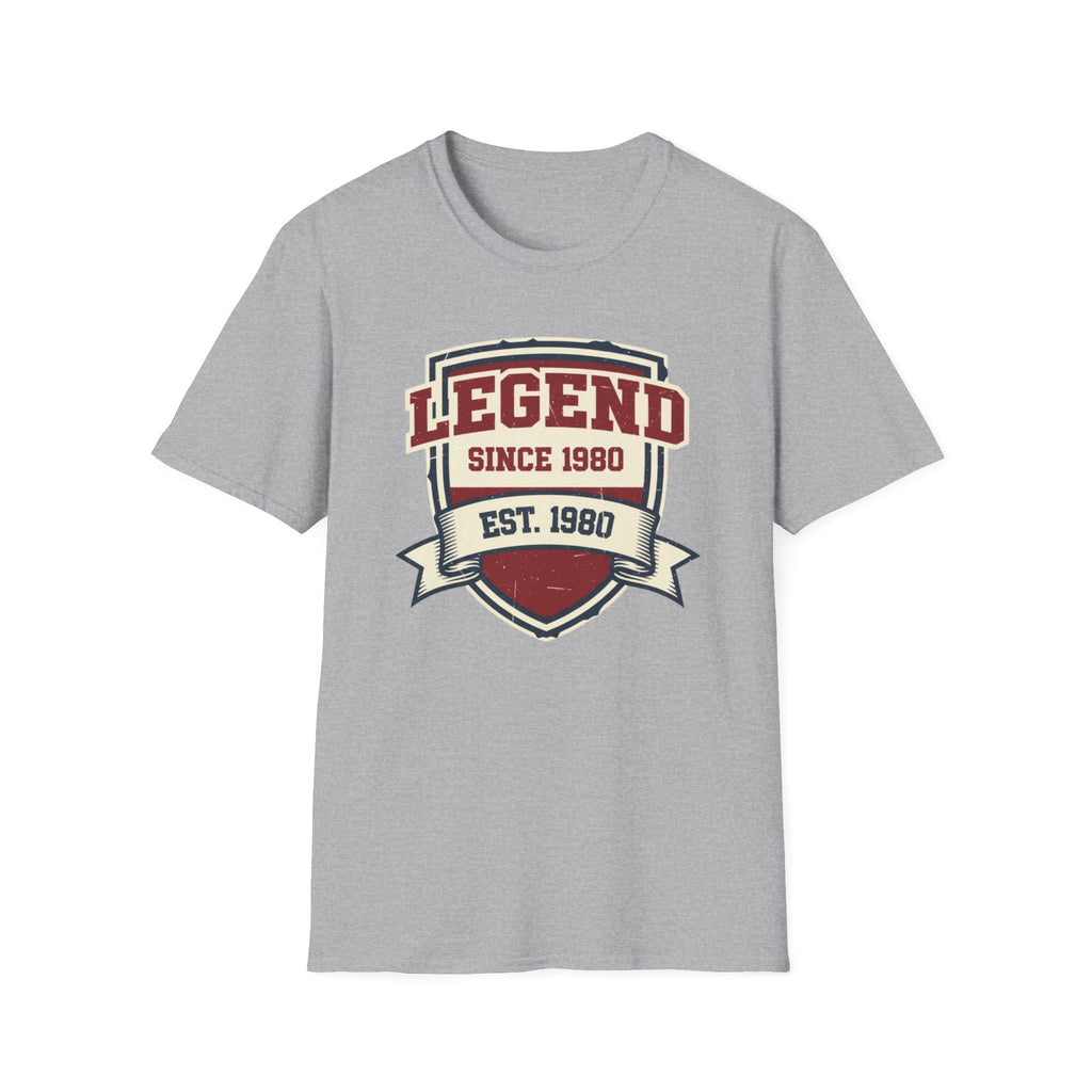 T-Shirt — "Legend Since 1980" Vintage Shield Birthday Tee