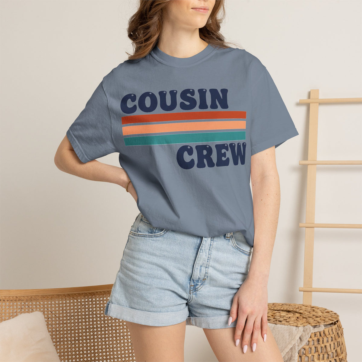 Cousin Crew Stacked Stripe Shirt, Vintage Stripe Family Tee, Matching Cousin Shirt, Reunion Gift