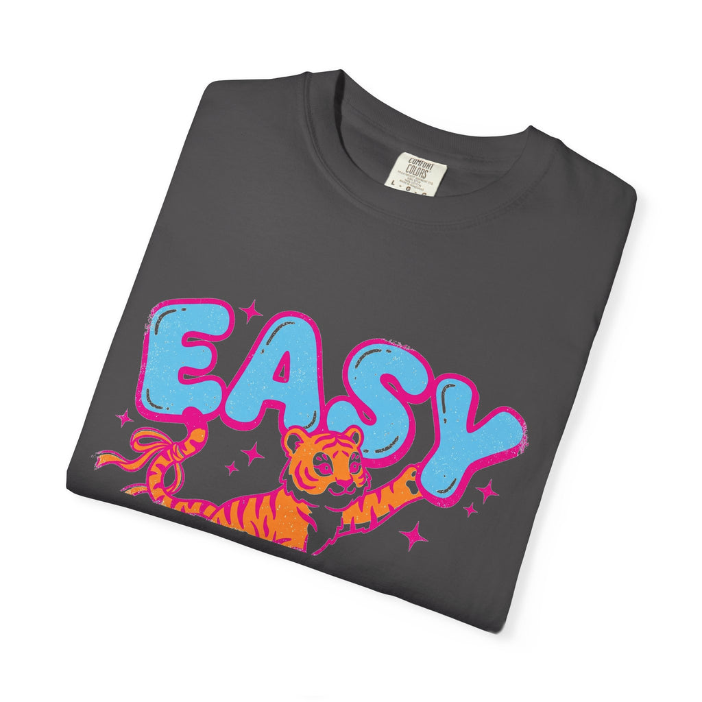 Easy Tiger Shirt, Y2K Bubble Letter Tiger Tee, Pink And Blue Retro Shirt, Funny Flirty Gift